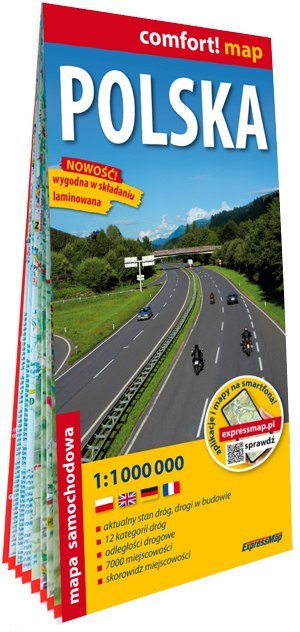Polska mapa samochodowa 1:1 000 000 laminat 2025 Polska mapa samochodowa 1:1 000 000 laminat 2025