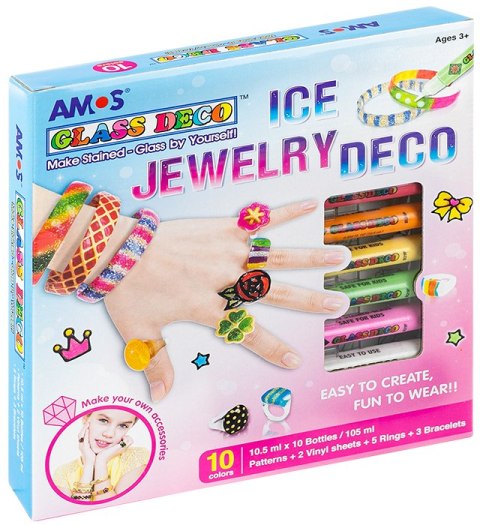 Farby witrażowe AMOS GD10P10 IJ 10 kolorów x10,5ml + akcesoria