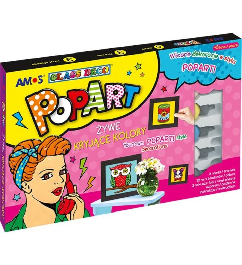 Farby witrażowe AMOS POPART PA22P6-F 6 kolorów x22ml Farby witrażowe AMOS POPART PA22P6-F 6 kolorów x22ml