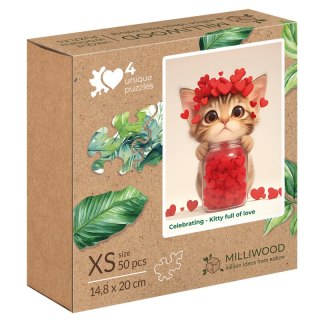 Puzzle 50 drewniane Kotek pełen miłości