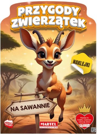 Przygody zwierząt na sawannie. Kolorowanka z naklejkami