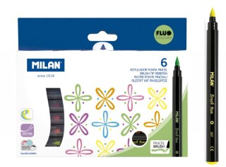 Flamastry Milan Brush fluo pędzelkowe 6 kolorów