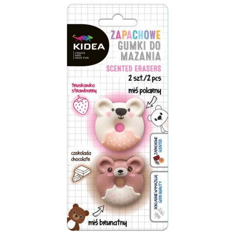 Gumki do mazania zapachowe Kidea misie 2 sztuki na blistrze Gumki do mazania zapachowe Kidea misie 2 sztuki na blistrze