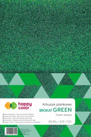 Arkusze piankowe brokatowe Happy Color A4 zielone 5 ark.