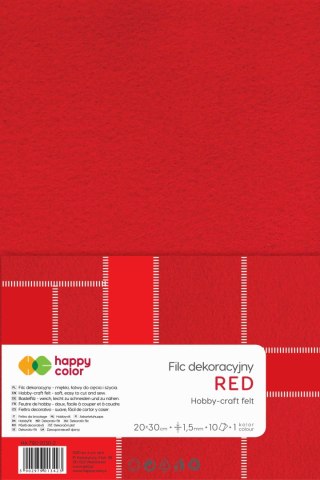 Filc dekoracyjny 20x30 cm 10 ark. czerwony Happy Color