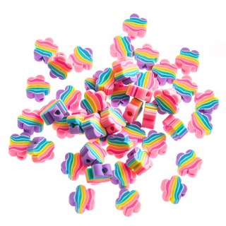 Koraliki polimerowe tęczowe kwiatki 48szt.