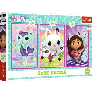 Puzzle 3x50 Poznajcie Gabby i kotki 34876