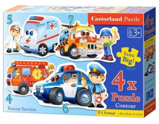 Puzzle 4w1 (4,5,6,7) maxi Pojazdy ratunkowe B-04393