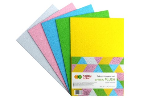 Arkusze piankowe Happy Color spring plusch A4 5 kolorów 5 ark. Arkusze piankowe Happy Color spring plusch A4 5 kolorów 5 ark.