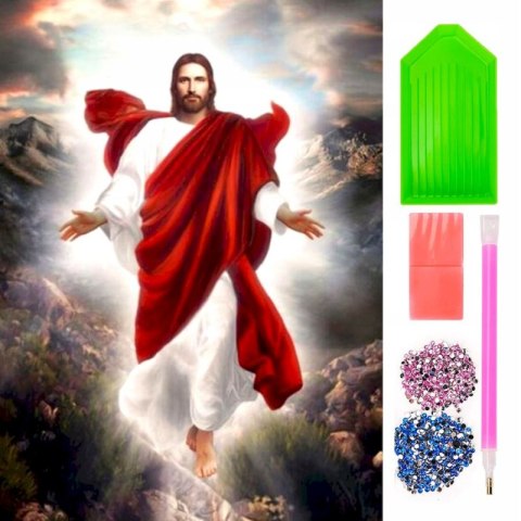 Diamentowa mozaika Jezus Chrystus w czerwieni wniebowstąpienie NO-1007445