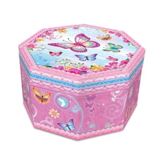 Szkatułka z pozytywką ośmiokątna Motylki