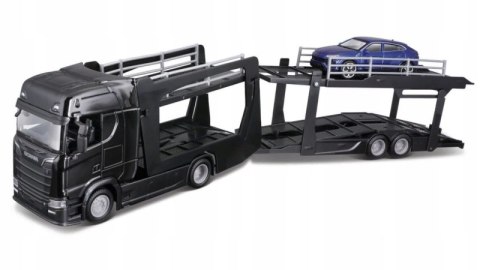 BBURAGO MODEL STREET FIRE MULTICAR CARRIER SCANIA 770 S FRONT TRAILER + LAMBORGHINI URUS 1:43