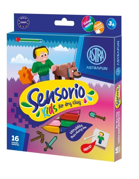 Masa plastyczna Astrafun Sensorio Kids Pixel 16 kolorów 1szt.mix