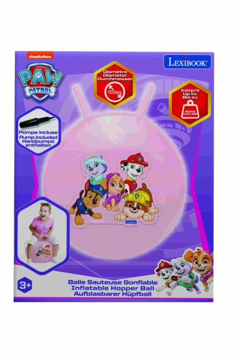 Nadmuchiwana piłka do skakania Paw Patrol 45cm różowa Lexibook BG040PAG