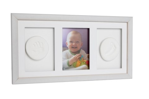 Ramka potrójna z glinką Odcisk bobasa szara (nowa)