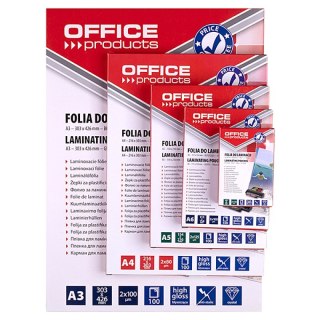 Folia do laminowania A3 Office Products 2x80mikr błyszcząca 100szt transparentna