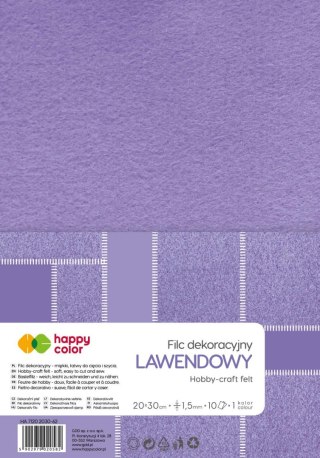 Filc dekoracyjny 20x30 cm 1,5 mm 5 ark. Lawendowy Happy Color