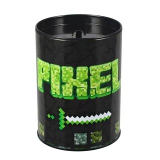 Skarbonka metalowa okrągła Pixel Game