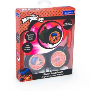 Składane słuchawki przewodowe stereo Miraculous z głośnością bezpieczną dla dzieci Lexibook HP015MI