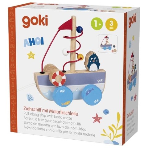 Statek Ahoy do ciągnięcia z labiryntem koralikowym Goki