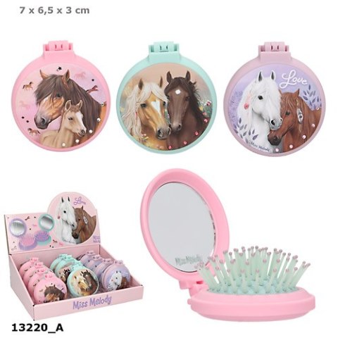 Szczotka składana z lusterkiem Miss Melody 1szt.mix 13220A