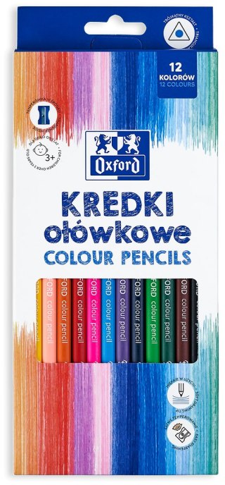 Kredki ołówkowe Oxford Regular z temperówką 12 kolorów