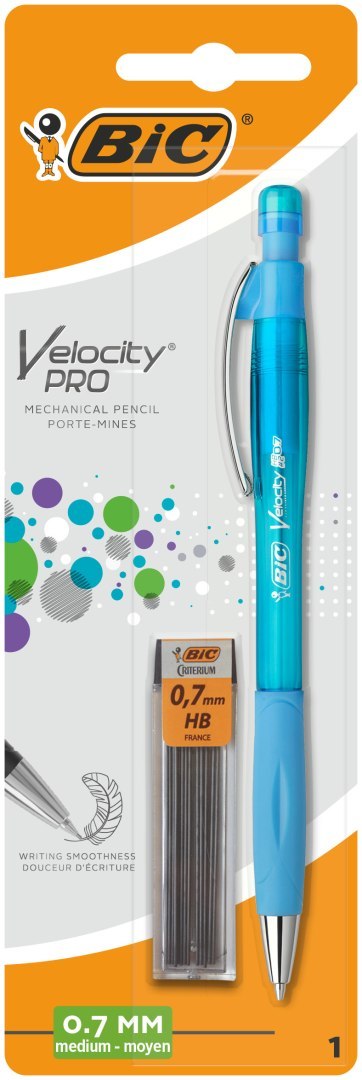 Ołówek z gumką BIC Velocity PRO 0.7mm MMP + rysiki 1 szt. mix. blister Ołówek z gumką BIC Velocity PRO 0.7mm MMP + rysiki 1 szt. mix. blister