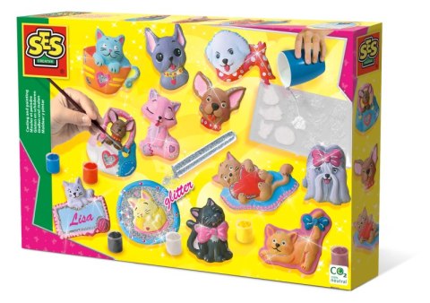 Odlewy gipsowe Kotki i Pieski + brokat