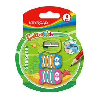 Temperówka pojedyńcza plastikowa Keyroad CUTTER FISH 3 sztuki blister