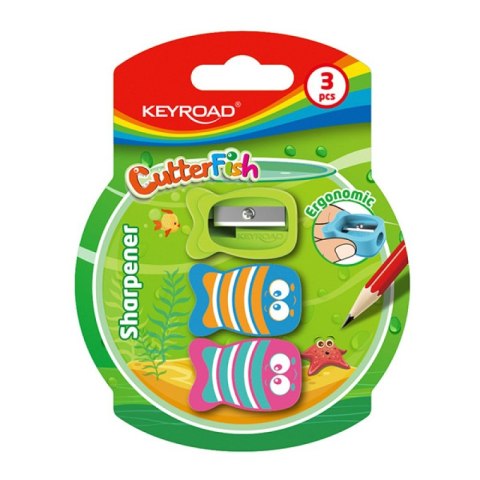 Temperówka pojedyńcza plastikowa Keyroad CUTTER FISH 3 sztuki blister Temperówka pojedyńcza plastikowa Keyroad CUTTER FISH 3 sztuki blister