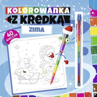 Kolorowanka z kredką zima