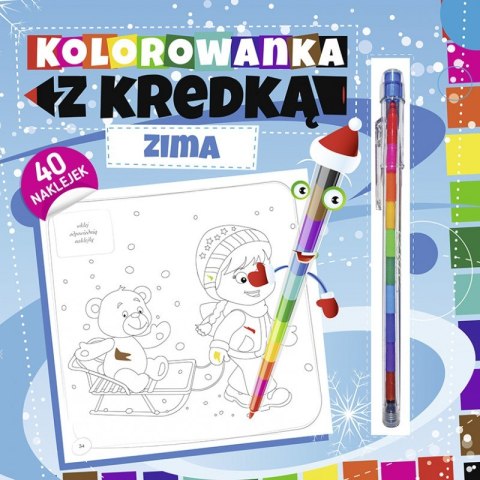 Kolorowanka z kredką zima Kolorowanka z kredką zima
