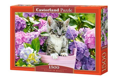 Puzzle 1500 Kociak w koszyku C-152001-2 Puzzle 1500 Kociak w koszyku C-152001-2
