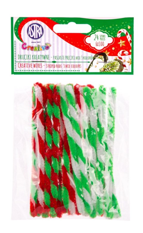 Druciki kreatywne 10cm zebra mix 3 kolorów 24szt Druciki kreatywne 10cm zebra mix 3 kolorów 24szt