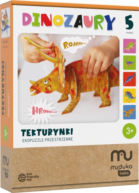 Ekopuzzle przestrzenne tekturynki Dinozaury 5 modeli Ekopuzzle przestrzenne tekturynki Dinozaury 5 modeli