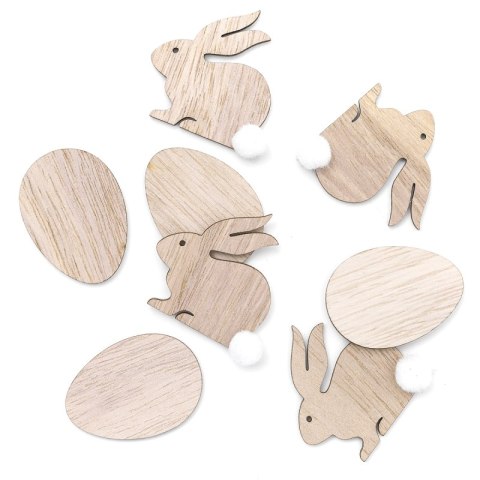 Króliczki i jajka drewniane - naturalne 4cm 8szt. Króliczki i jajka drewniane - naturalne 4cm 8szt.
