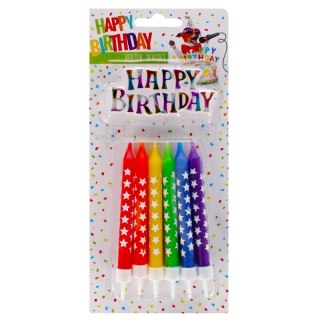 Świeczki Happy Birthday tęczowe