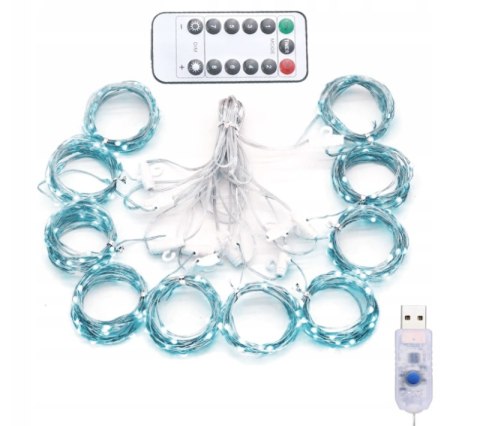 Lampki Kurtyna usb 200 LED 3x2 biały zimny + pilot Lampki Kurtyna usb 200 LED 3x2 biały zimny + pilot
