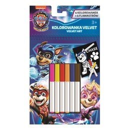 Zestaw aksamitnych kolorowanek z flamastrami Psi Patrol 12 elementów