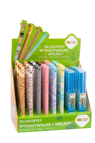 Display Długopis wymazywalny Uszaki mix 1 0.5mm niebieski Happy Color 36 szt. + wkłady 12 etui