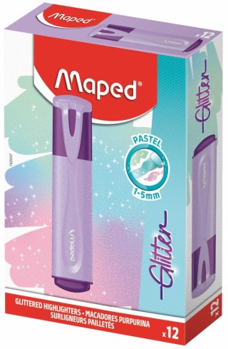 Paczka Zakreślacz Glitter Pastel brokatowy fioletowy 12 szt.