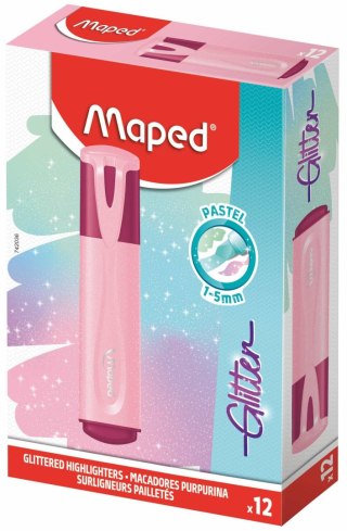 Paczka Zakreślacz Glitter Pastel brokatowy różowy 12 szt.