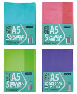 Paczka okładki A5 pastel line nieregulowane 5 szt. mix kolorów