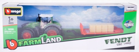 BBURAGO MODEL TRACTOR WITH TRAILER FENDT 1050 WITH BALE 10CM