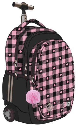 Plecak na kółkach 4 komorowy Pink Checkered