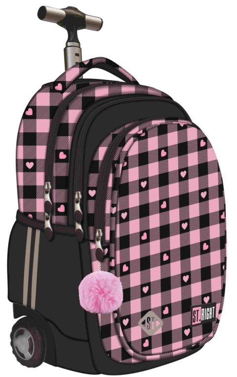 Plecak na kółkach 4 komorowy Pink Checkered Plecak na kółkach 4 komorowy Pink Checkered