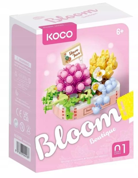 Klocki KOCO sukulenty w różowej donicy 249 elementów Klocki KOCO sukulenty w różowej donicy 249 elementów