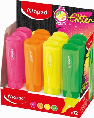 Paczka Zakreślacz Glitter Fluo brokatowy mix kolorów 12 szt.