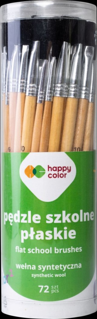 Pędzle szkolne płaskie syntetyczne 2/6/10 Happy Color mix 72 szt.
