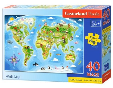 Puzzle 40 maxi Mapa świata B-040117-1